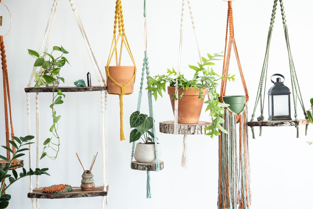 Double-Tier Rectangular Wooden Hanging Shelf